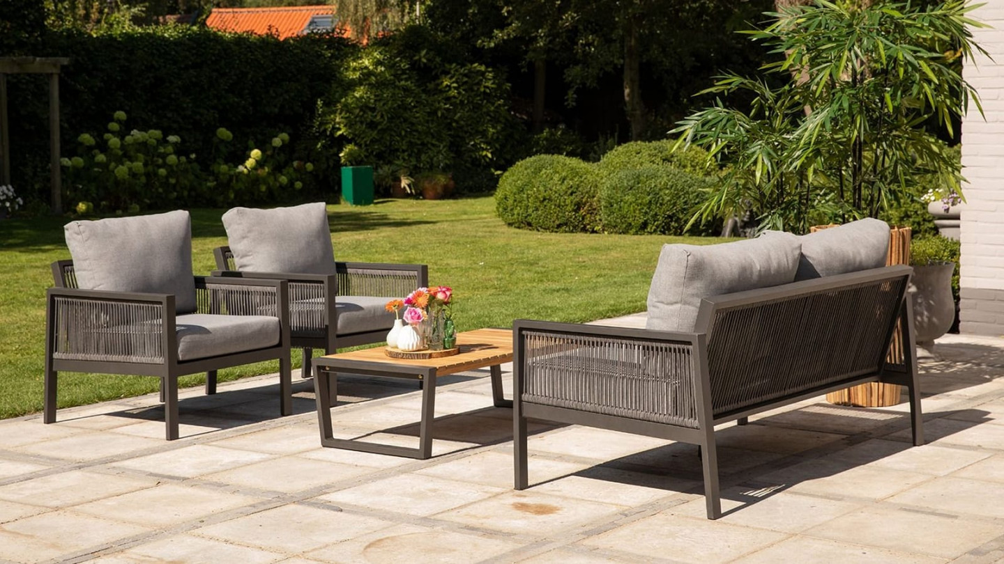 Salon de jardin places en aluminium et cordage anthracite - Sydney