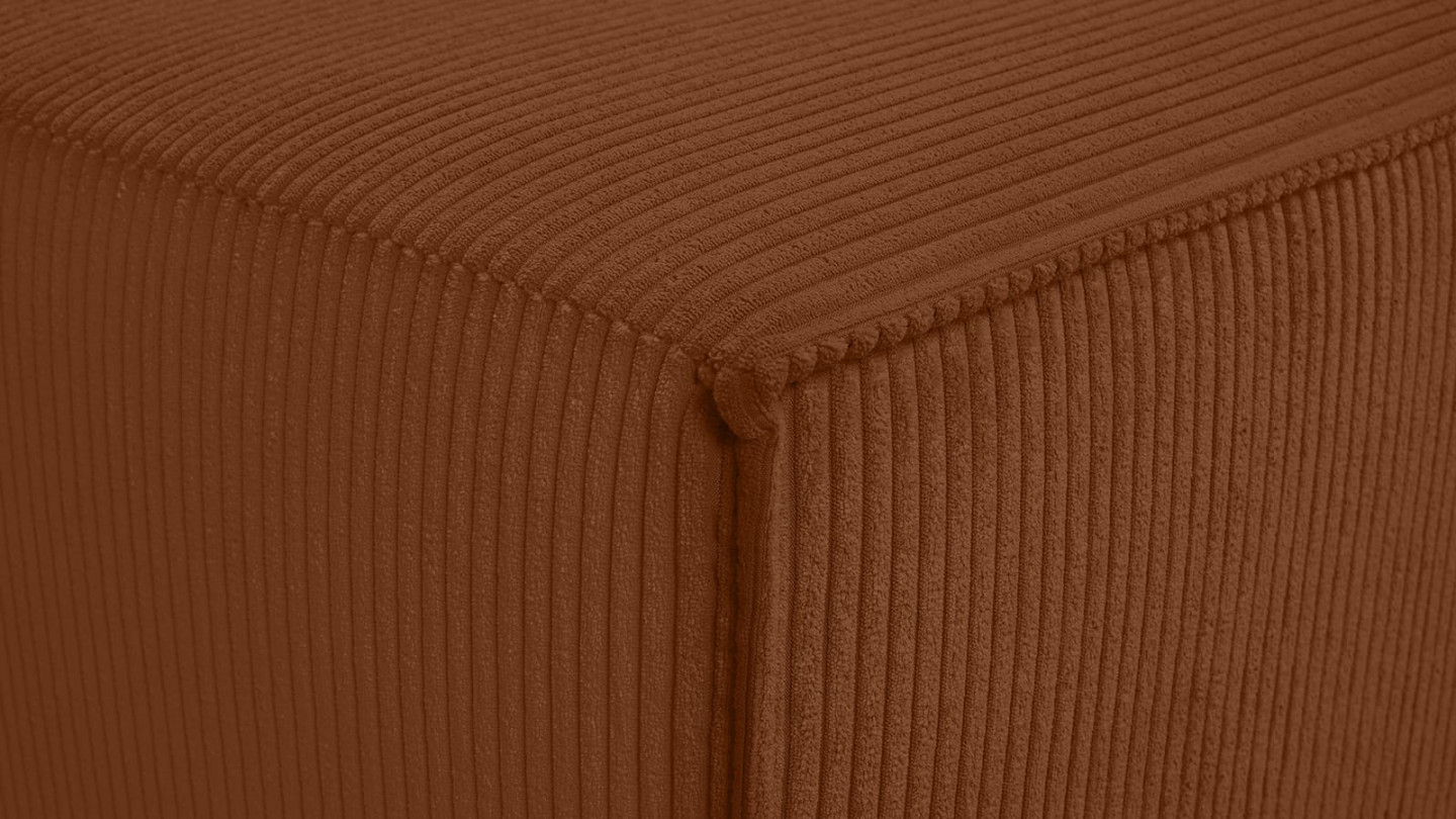 Canapé d'angle 4 places en velours côtelé rouille - Fabriqué en France - Elena