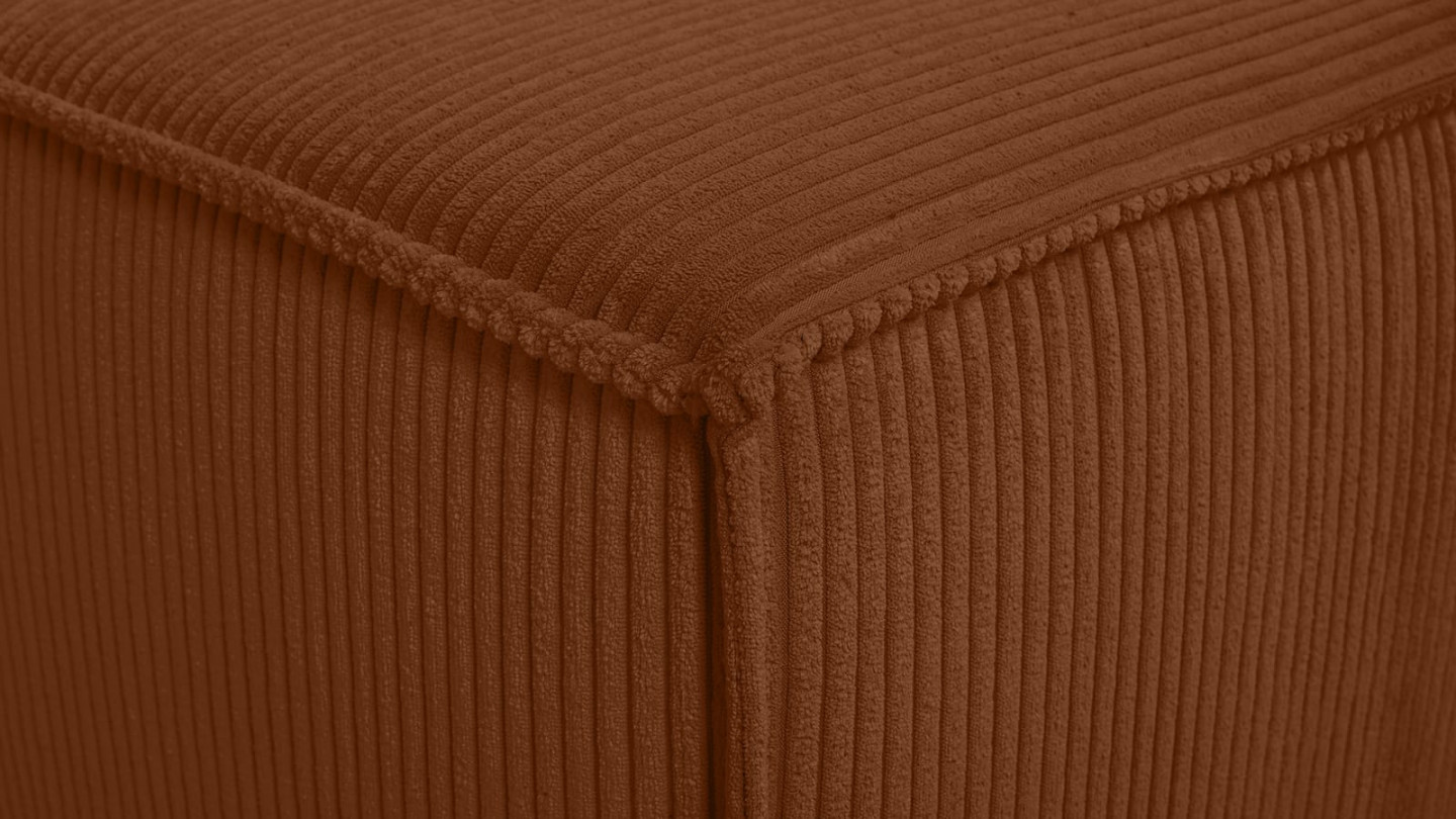 Canapé d'angle 4 places en velours côtelé rouille - Fabriqué en France - Elena