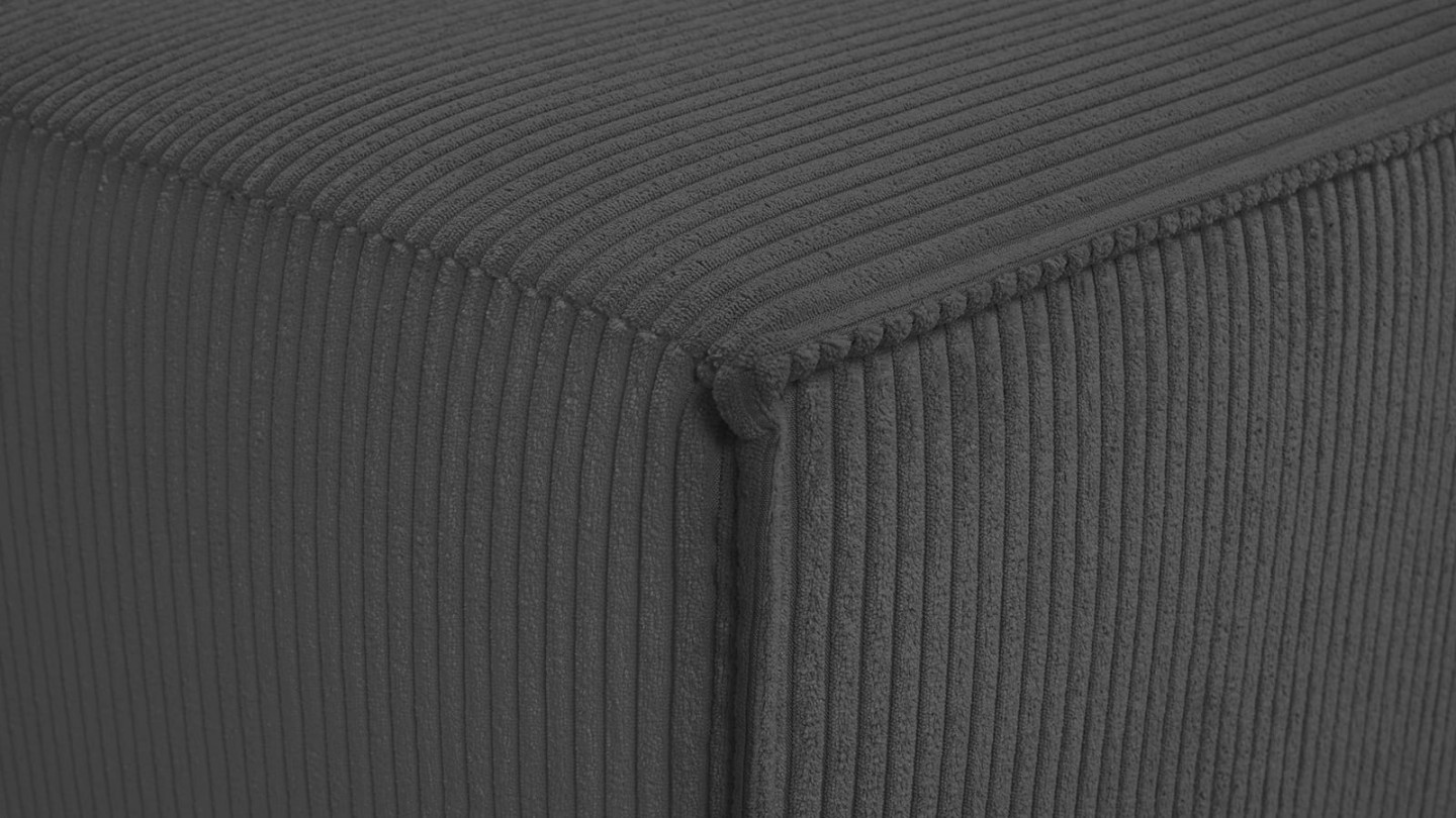 Canapé d'angle 4 places en velours côtelé gris - Fabriqué en France - Elena