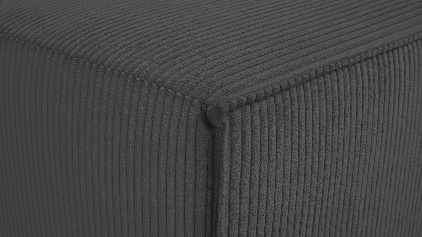 Canapé d'angle 4 places en velours côtelé gris - Fabriqué en France - Elena
