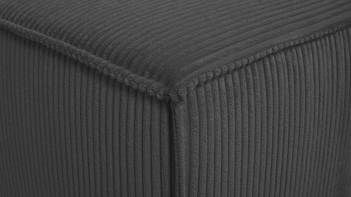 Canapé d'angle 4 places en velours côtelé gris - Fabriqué en France - Elena