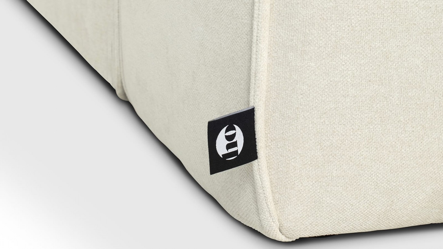 Canapé d'angle 4 places en tissu chenille beige - Fabriqué en France - Elena