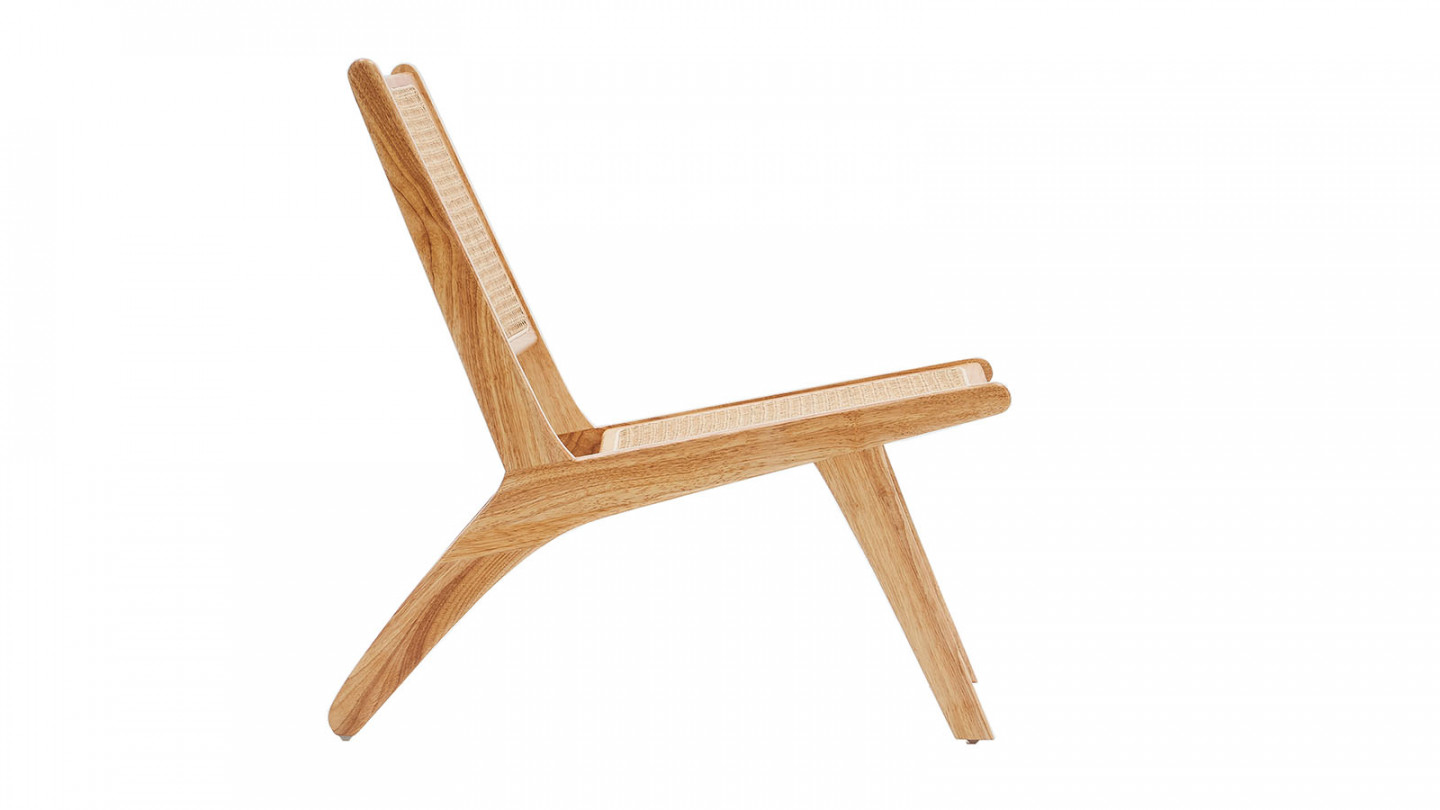 Fauteuil lounge en bois massif et rotin - Zuma