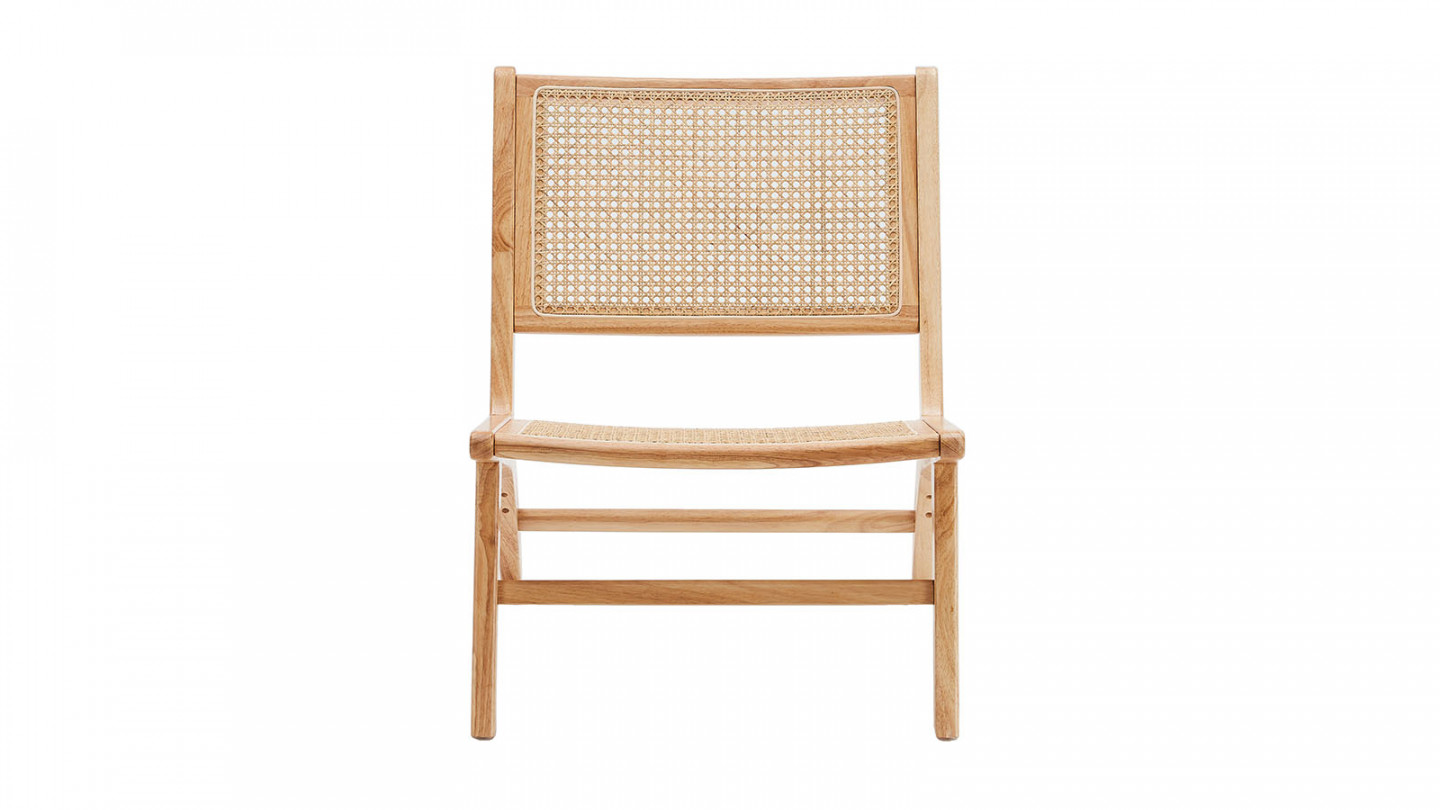 Fauteuil lounge en bois massif et rotin - Zuma