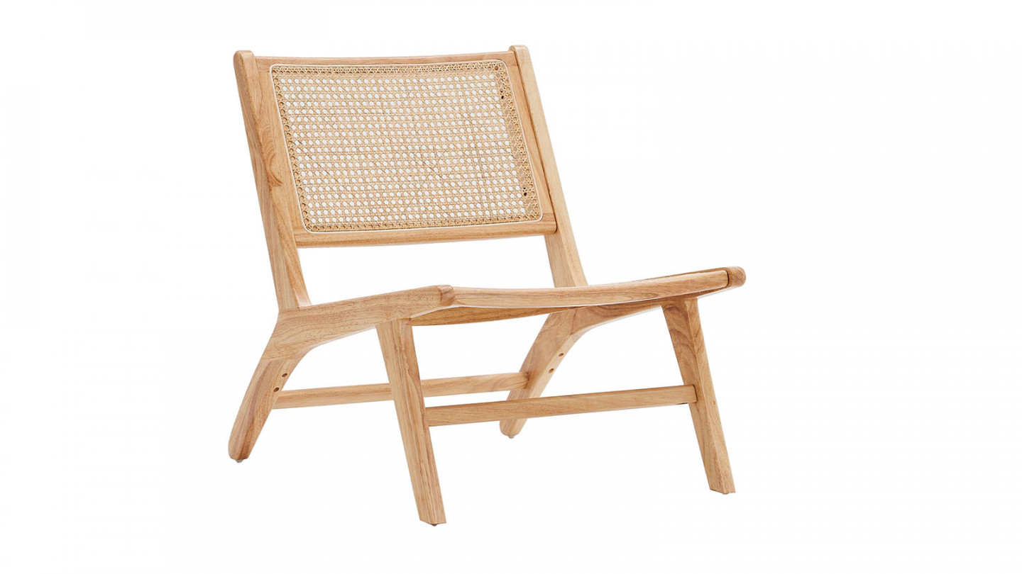 Fauteuil lounge en bois massif et rotin - Zuma