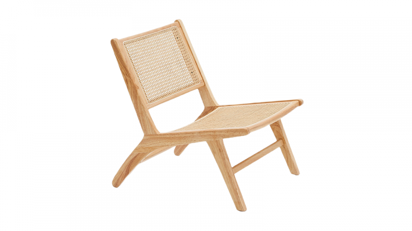 Fauteuil lounge en bois massif et rotin - Zuma