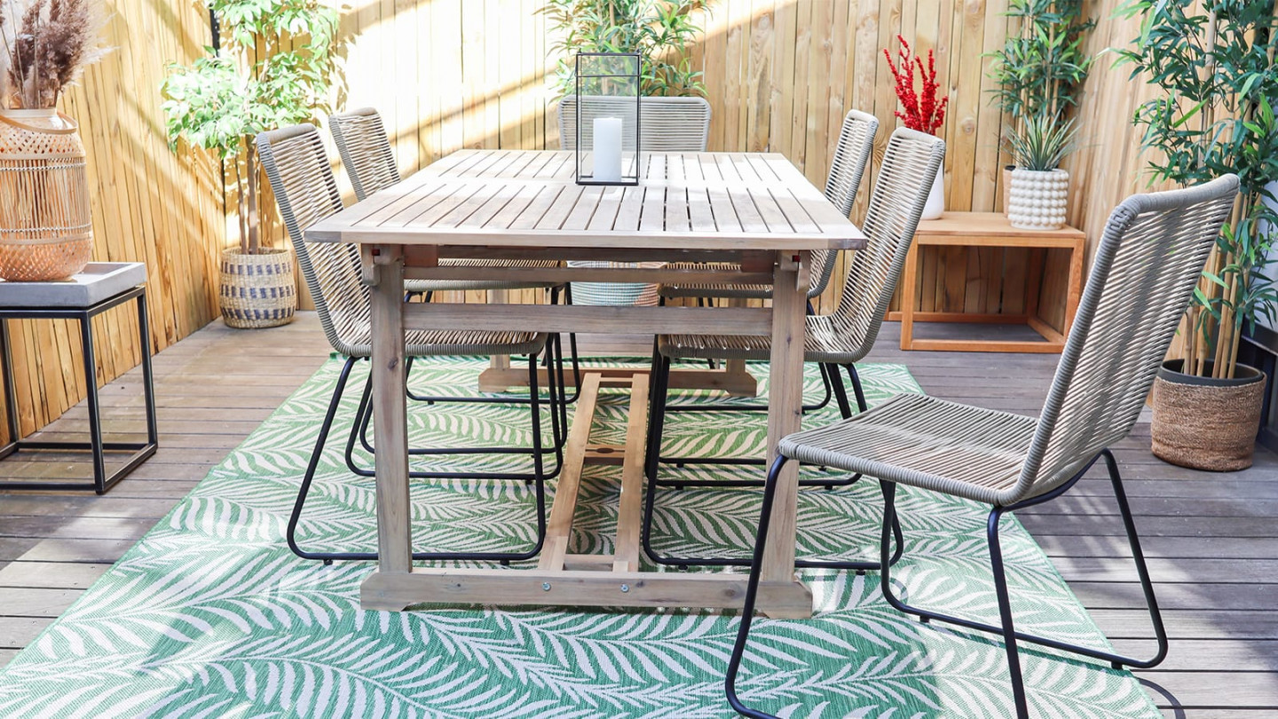 Ensemble table de jardin extensible 6 à 12 personnes Mykonos + 6 chaises Erin