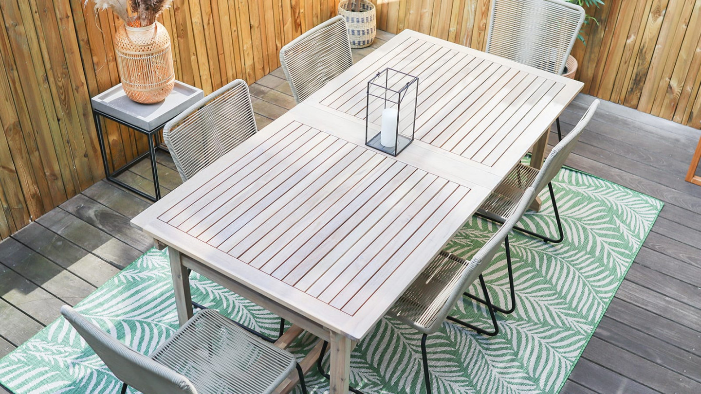 Ensemble table de jardin extensible 6 à 12 personnes Mykonos + 6 chaises Erin