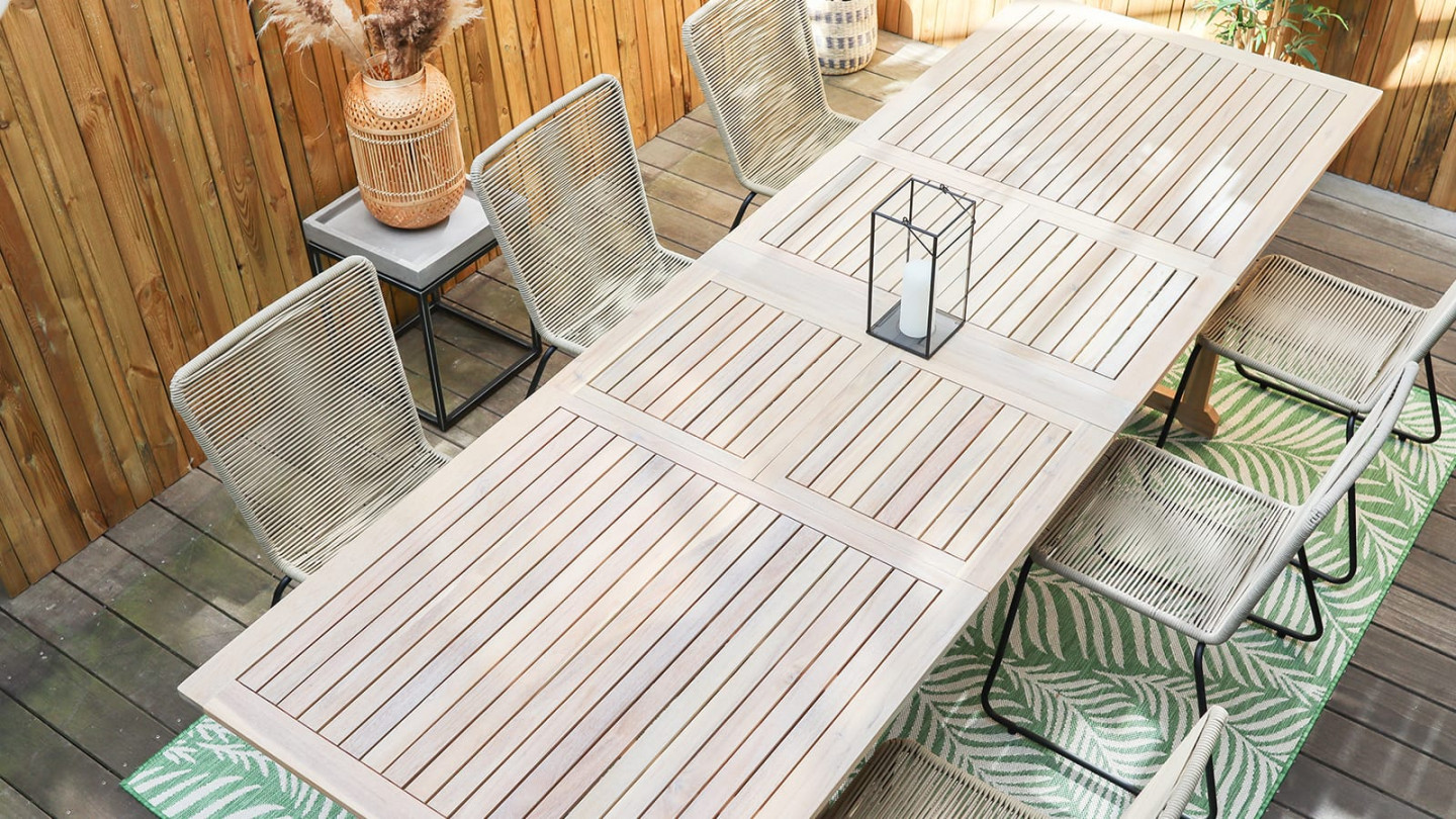Ensemble table de jardin extensible 6 à 12 personnes Mykonos + 6 chaises Erin
