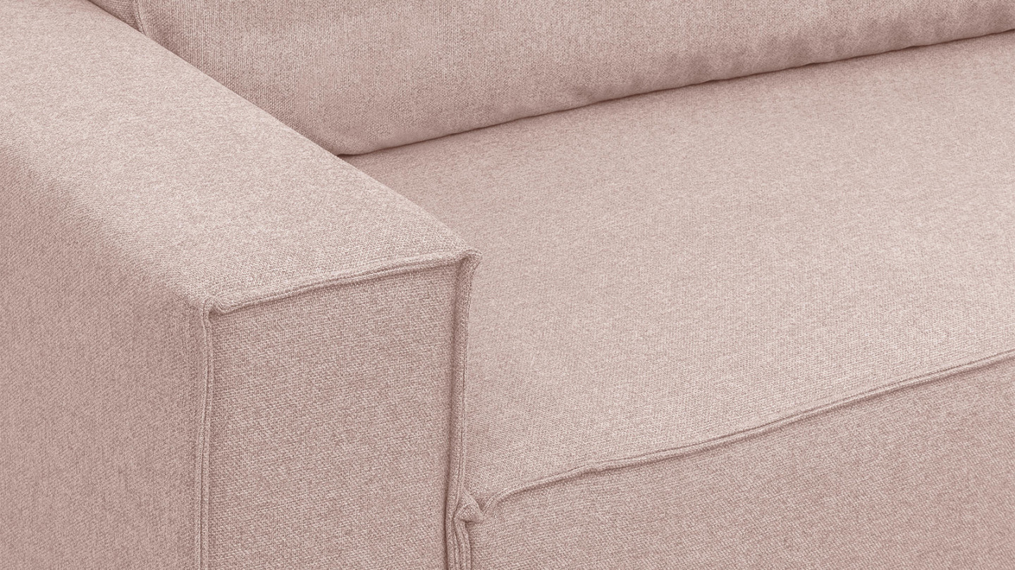 Canapé d'angle convertible réversible 4 places avec coffre de rangement en tissu rose - Livia New