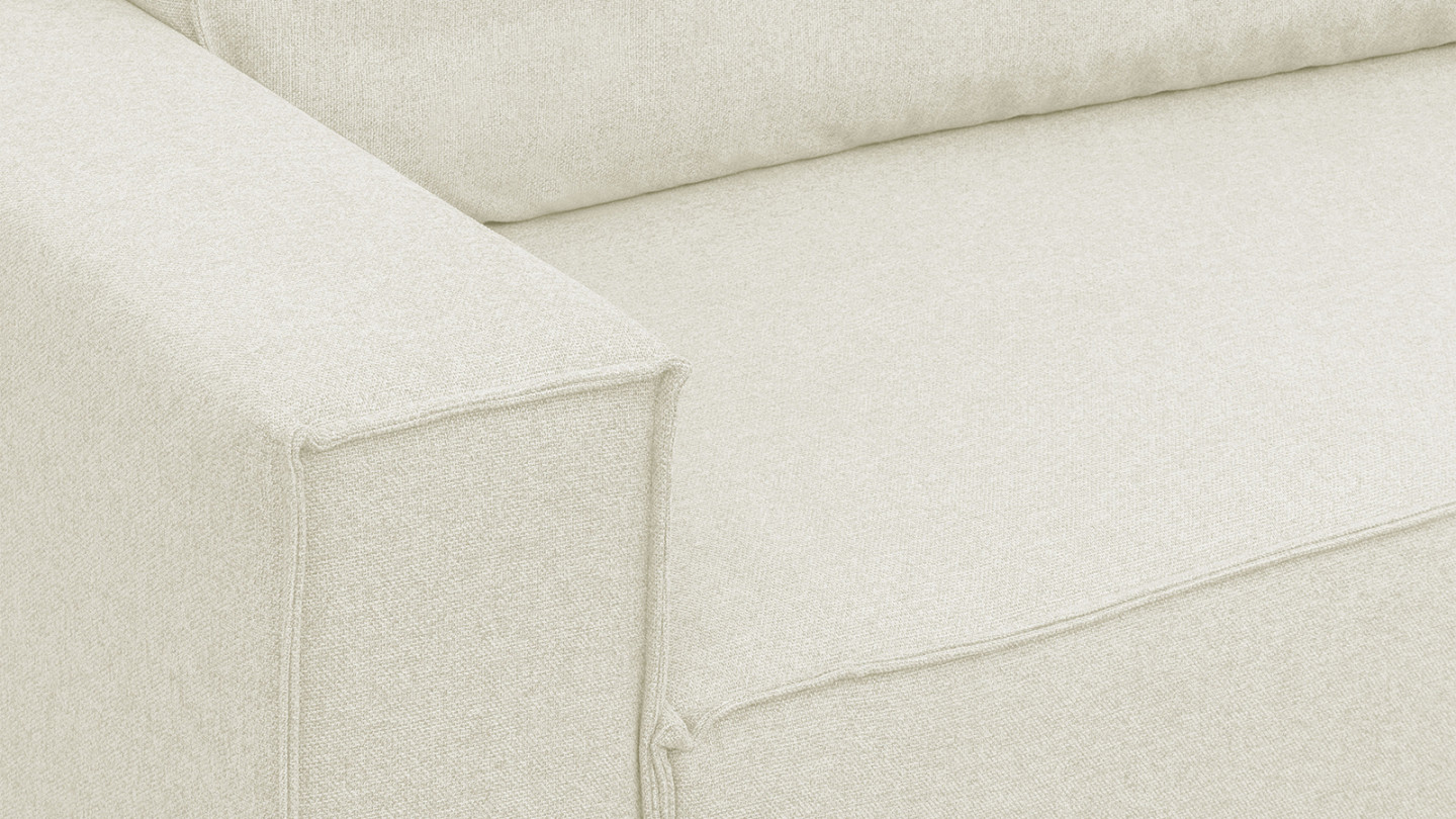 Canapé d'angle convertible réversible 4 places avec coffre de rangement en tissu ivoire - Livia New