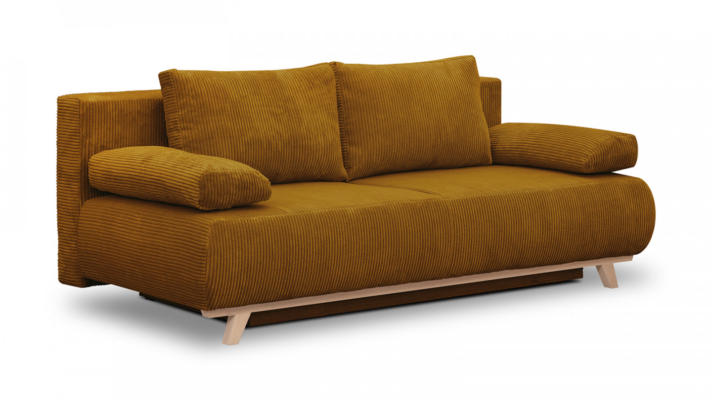 Canapé convertible 3 places avec coffre de rangement en velours côtelé ...