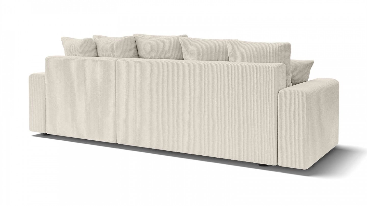 Canapé d'angle réversible convertible 4 places en velours côtelé beige - Lucia