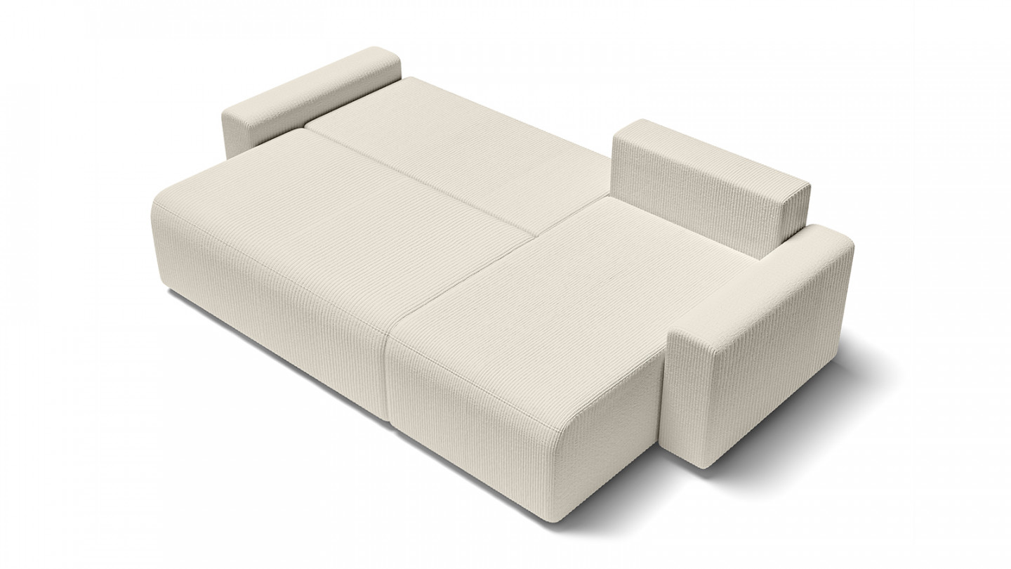 Canapé d'angle réversible convertible 4 places en velours côtelé beige - Lucia