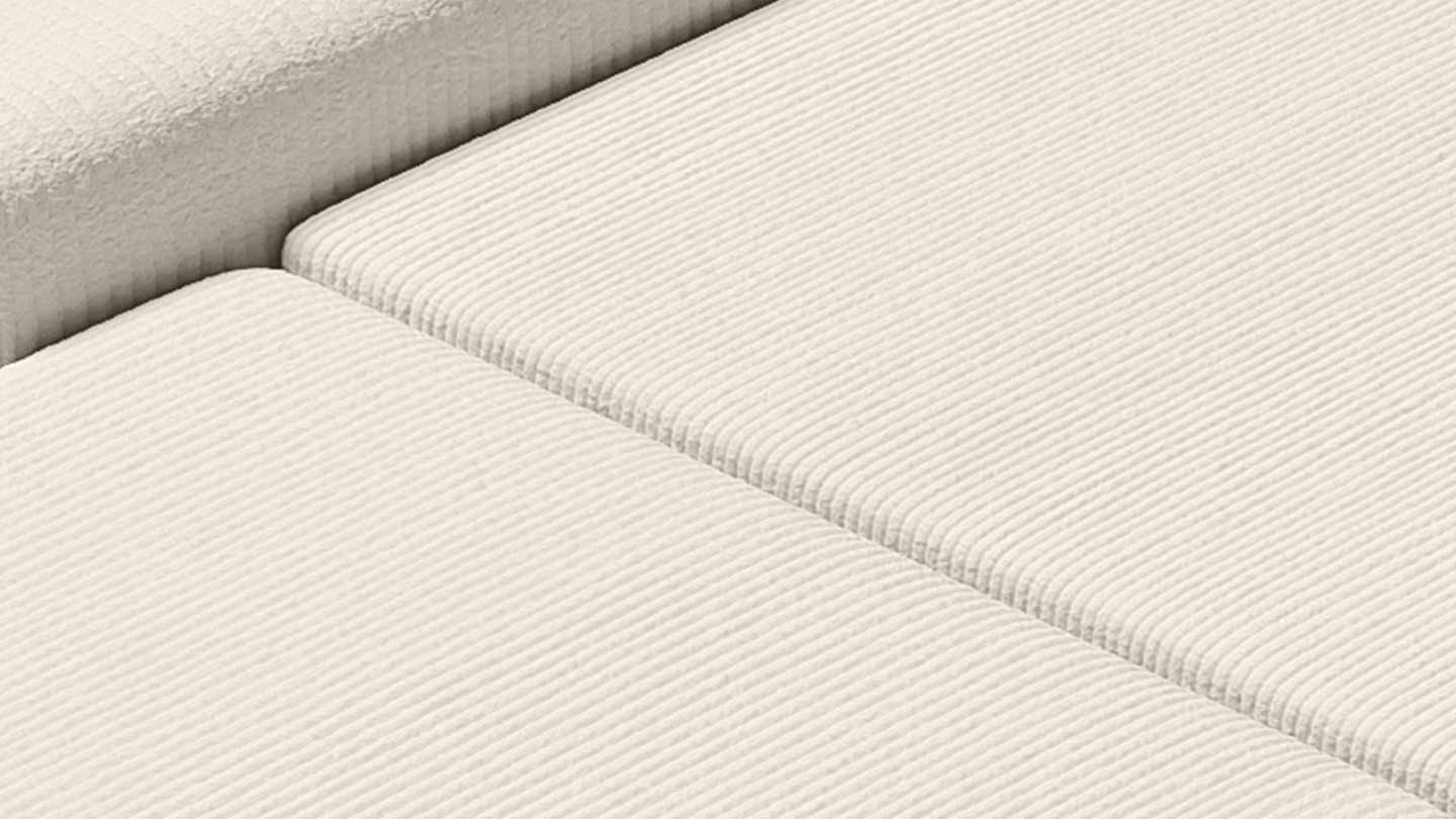 Canapé d'angle réversible convertible 4 places en velours côtelé beige - Lucia