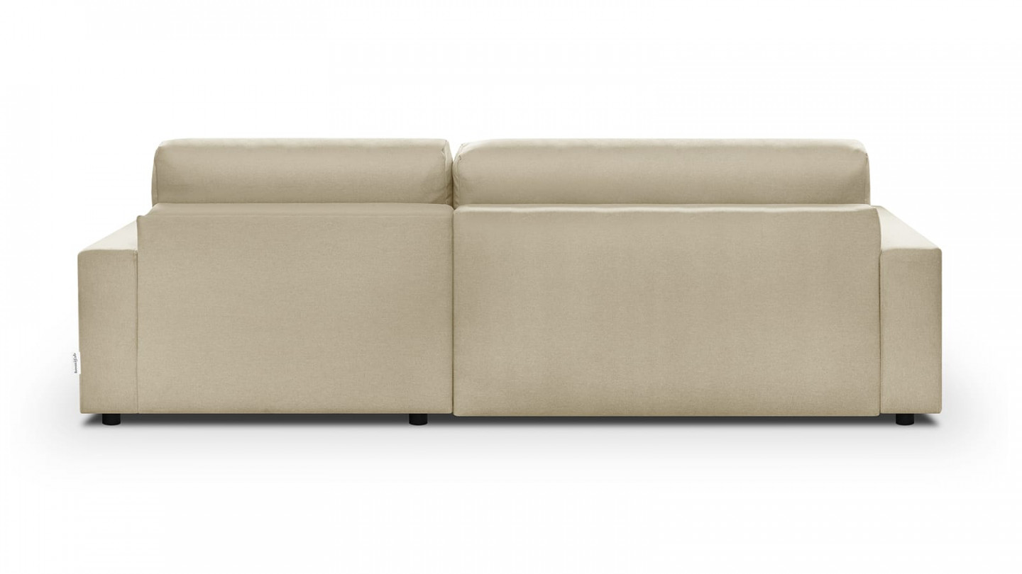 Canapé d'angle droit convertible 3/4 places avec coffre de rangement en tissu beige - ARTY