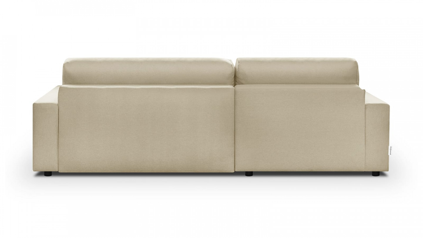 Canapé d'angle gauche convertible 3/4 places avec coffre de rangement en tissu beige - ARTY