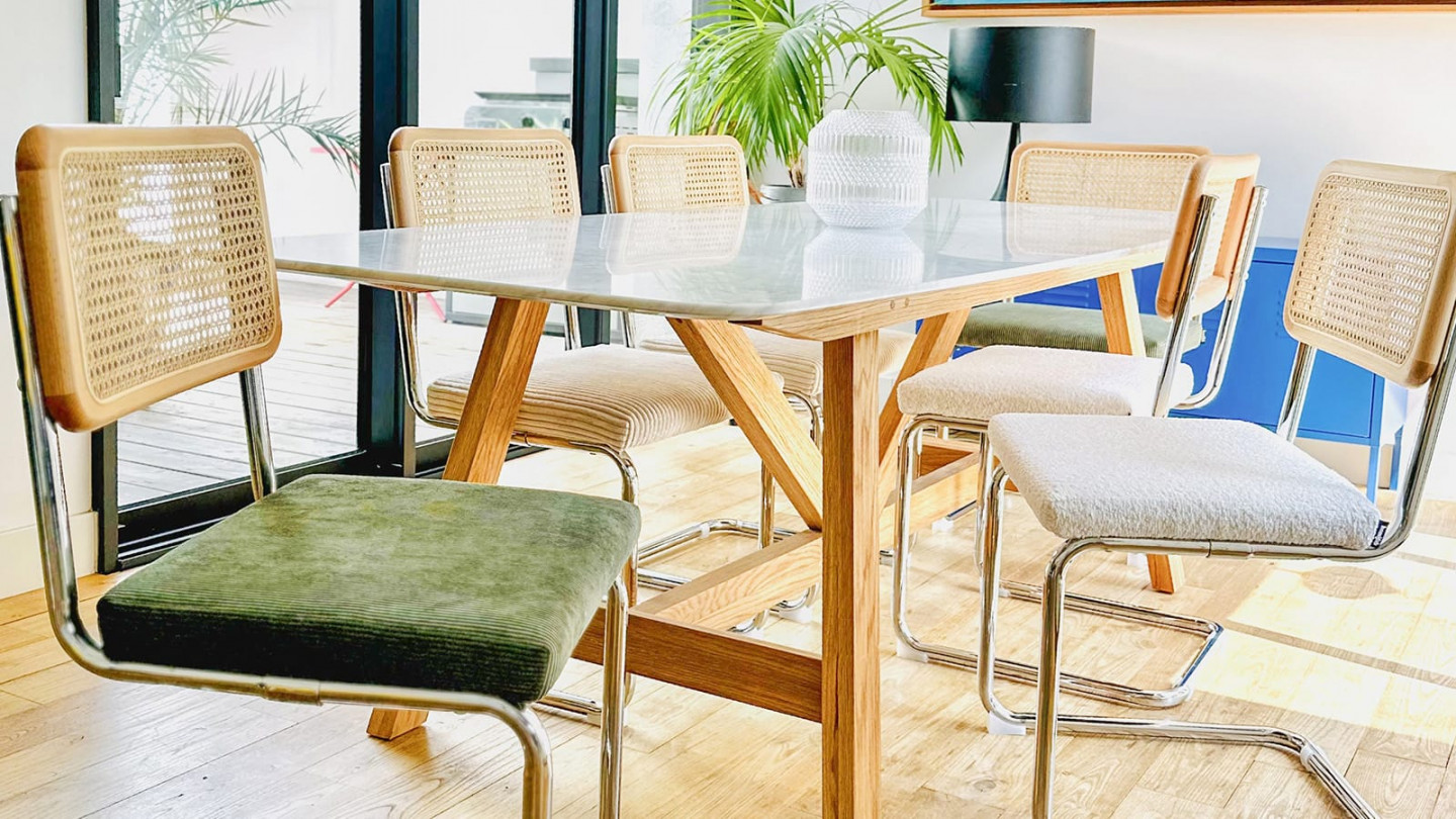 Chaise de Salle à Manger, Lot de 6 Chaises, Chaise de Cuisine avec  Accoudoirs, avec Pieds en Bois Massif, en Velours Côtelé