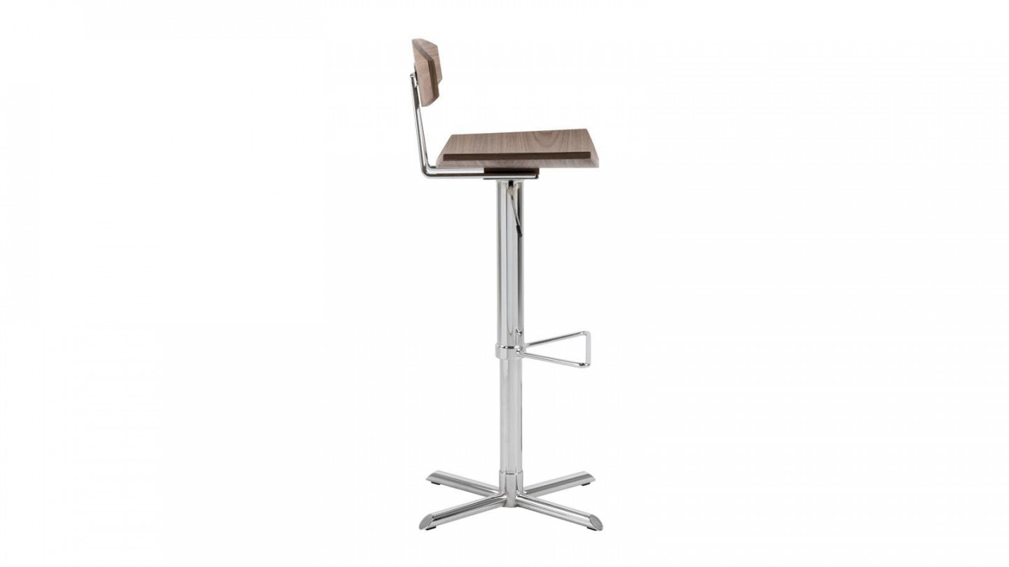 Tabouret de bar réglable en métal et noyer – Collection Blaise