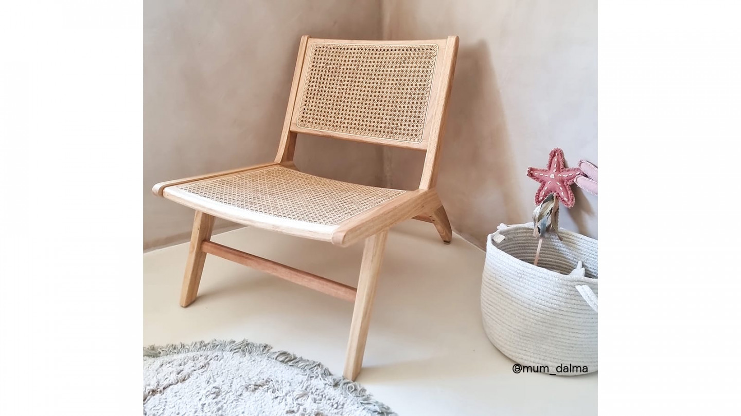 Fauteuil lounge en bois massif et rotin - Zuma