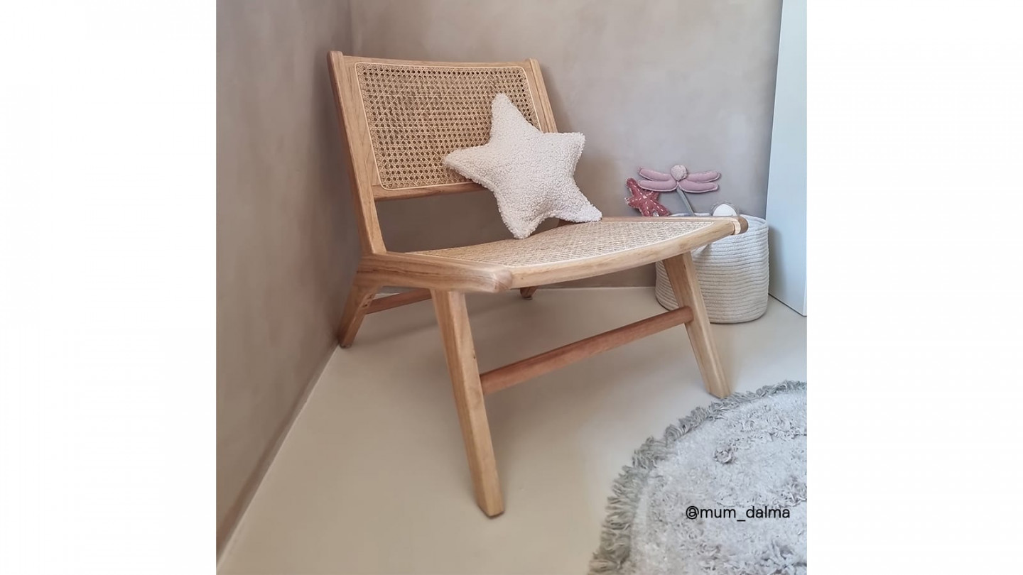 Fauteuil lounge en bois massif et rotin - Zuma