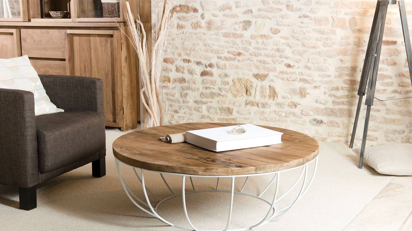 Gøran - Table basse coque blanche 100 x 100 cm