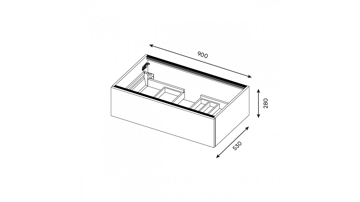 Meuble de salle de bains 90 cm Abricot - 1 tiroir - vasque carrée + miroir - Loft