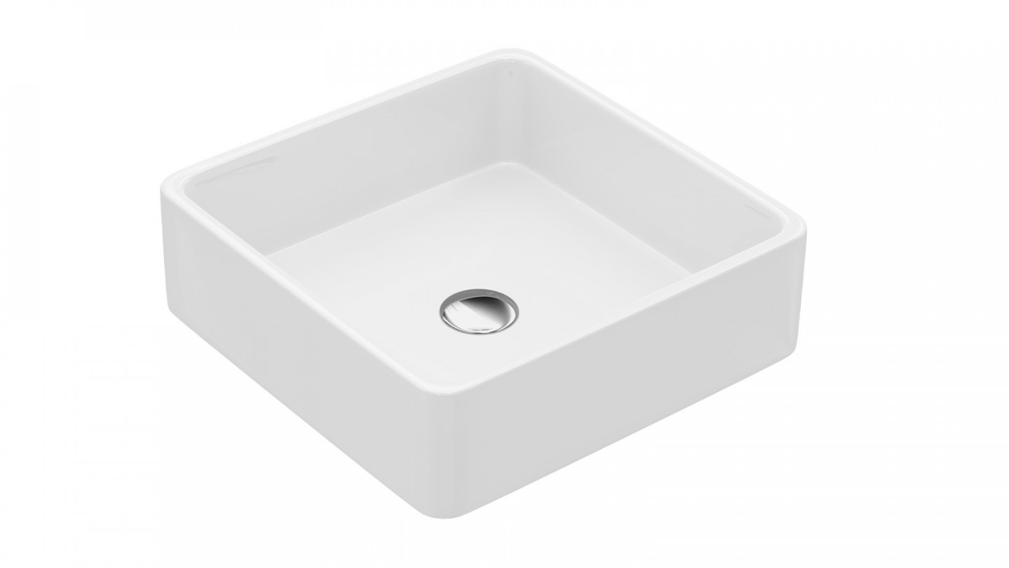 Meuble de salle de bains 90 cm Abricot - 2 tiroirs - vasque carrée - Loft