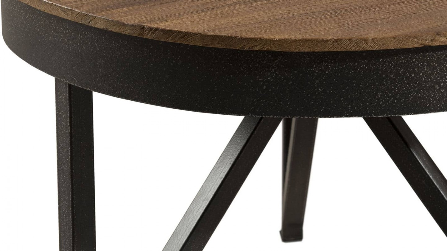 Gøran - Table basse ronde d'appoint 50 x 50 cm bois et métal