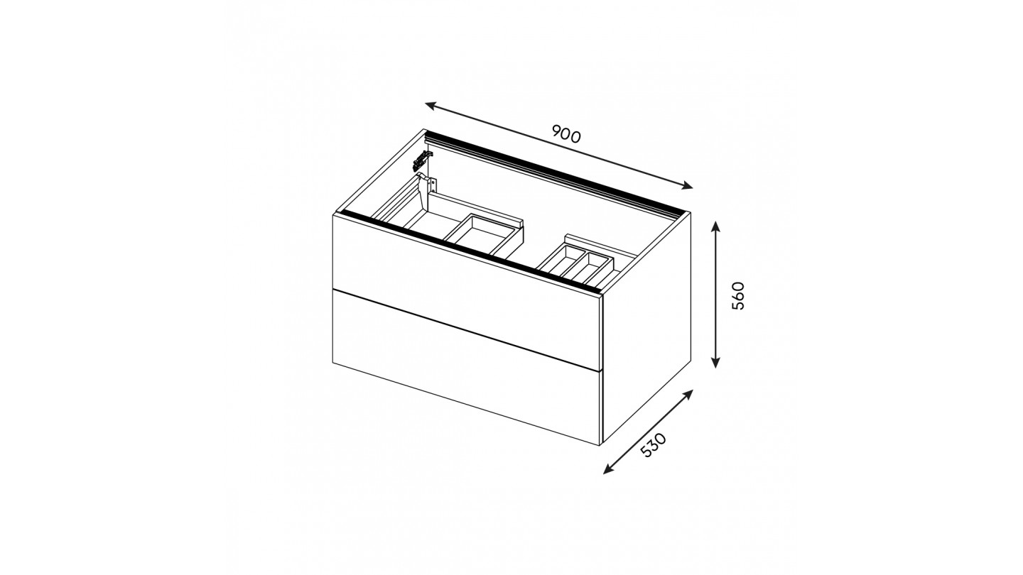 Meuble de salle de bains 90 cm Abricot - 2 tiroirs - vasque carrée + miroir + demi-colonne ouverture à droite - Loft