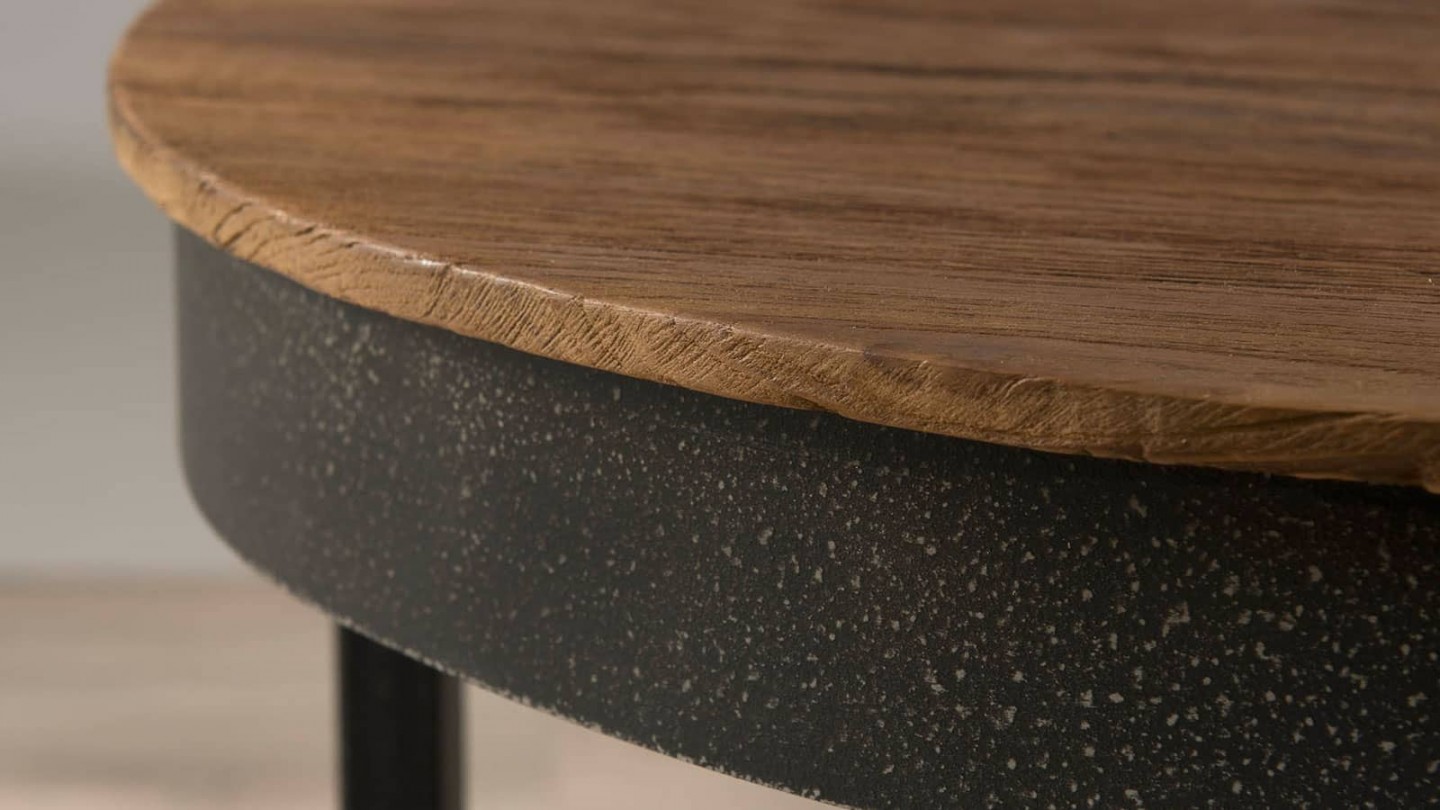 Gøran - Table basse ronde d'appoint 50 x 50 cm bois et métal