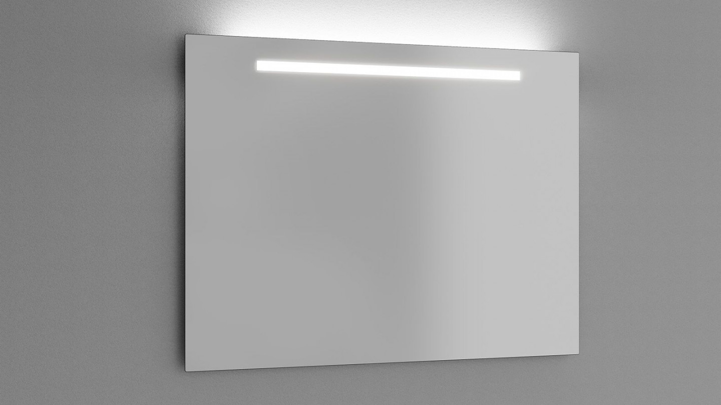 Meuble de salle de bains 90 cm Opale blanc - 1 tiroir - vasque carrée + miroir + demi-colonne ouverture à droite - Loft