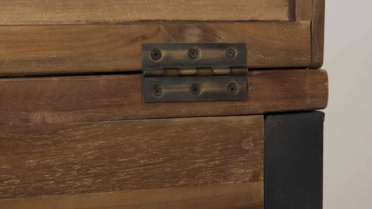 Gøran - Bureau 2 tiroirs bois et métal avec étagères
