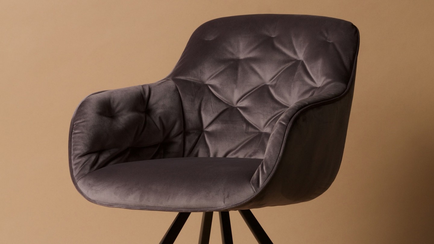 Chaise en velours anthracite – Collection Elaine
