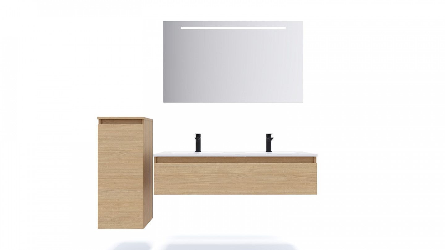 Meuble Salle De Bain Double Vasque 120 Cm Suspendu Meuble de salle de bain suspendu double vasque intégrée 120cm 1 tiroir