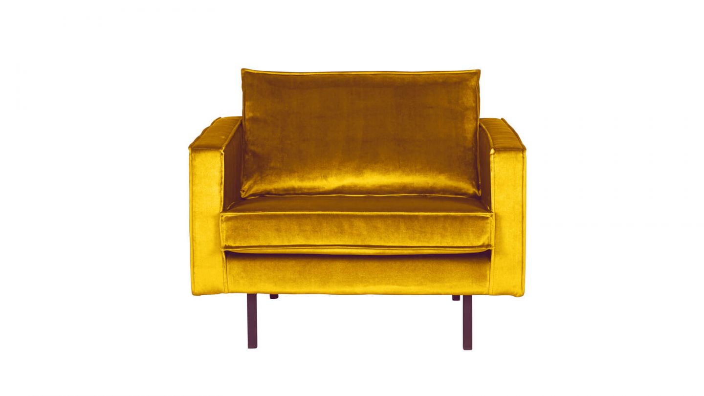 Fauteuil en velours ocre – Collection Rodeo