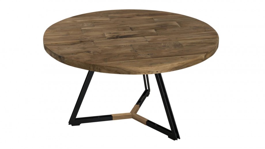 Gøran - Table basse ronde pieds noirs 75 x 75 cm