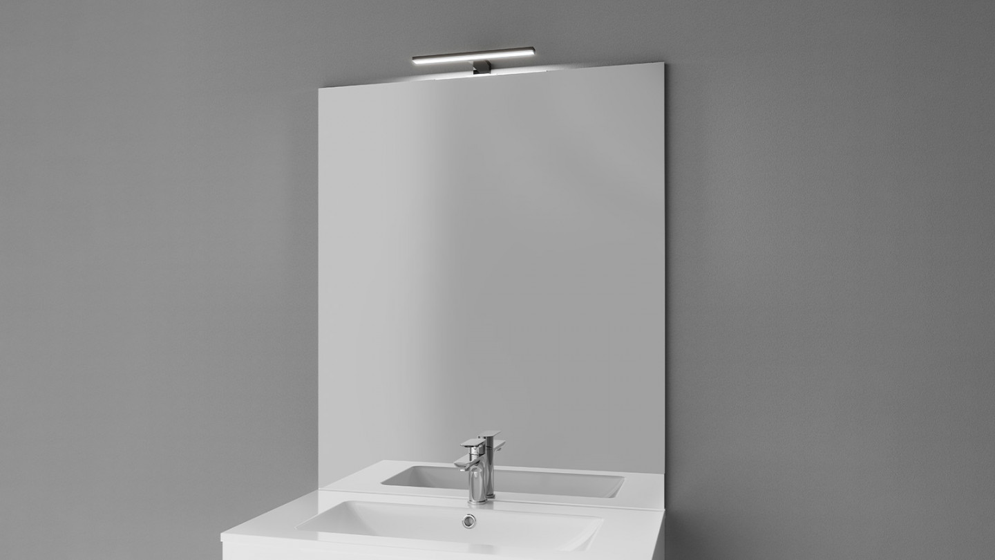 Meuble de salle de bain suspendu avec pieds vasque intégrée 90cm 2 tiroirs Blanc + miroir - Chango