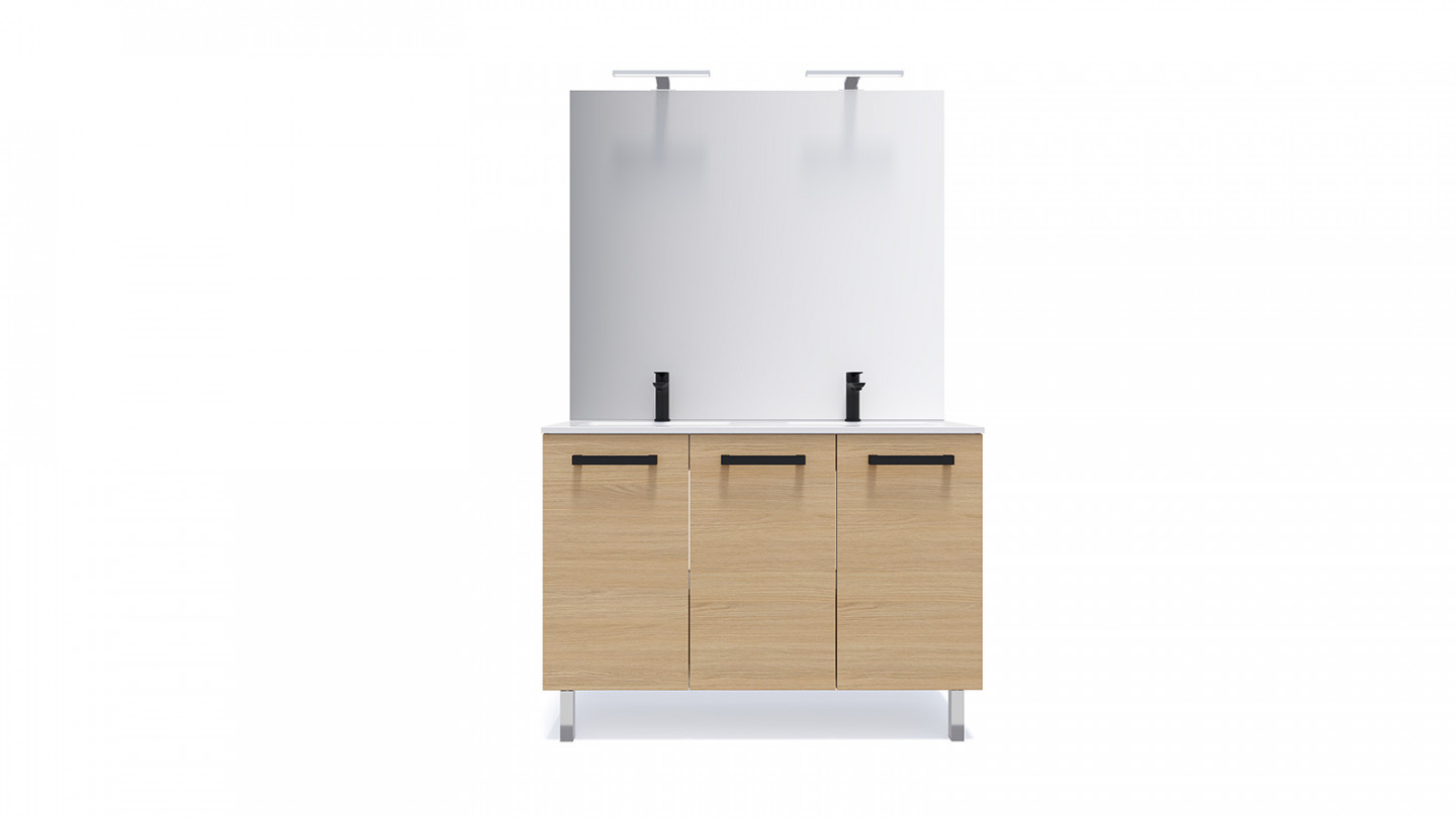 Meuble De Salle De Bain Double Vasque 120 Cm Meuble de salle de bain suspendu avec pieds double vasque intégrée