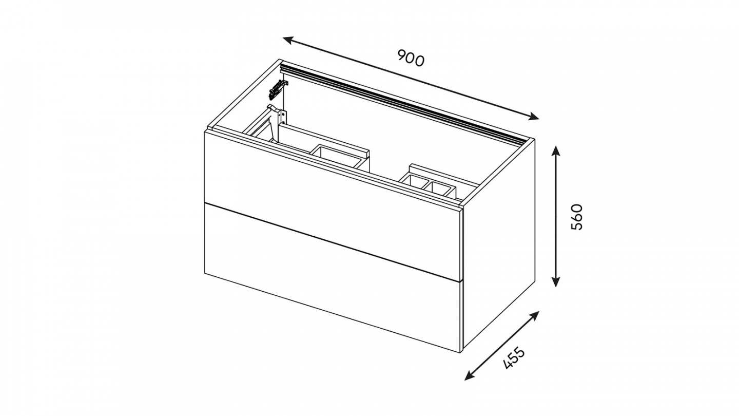 Meuble de salle de bain suspendu vasque à poser 90cm 2 tiroirs Abricot - Osmose
