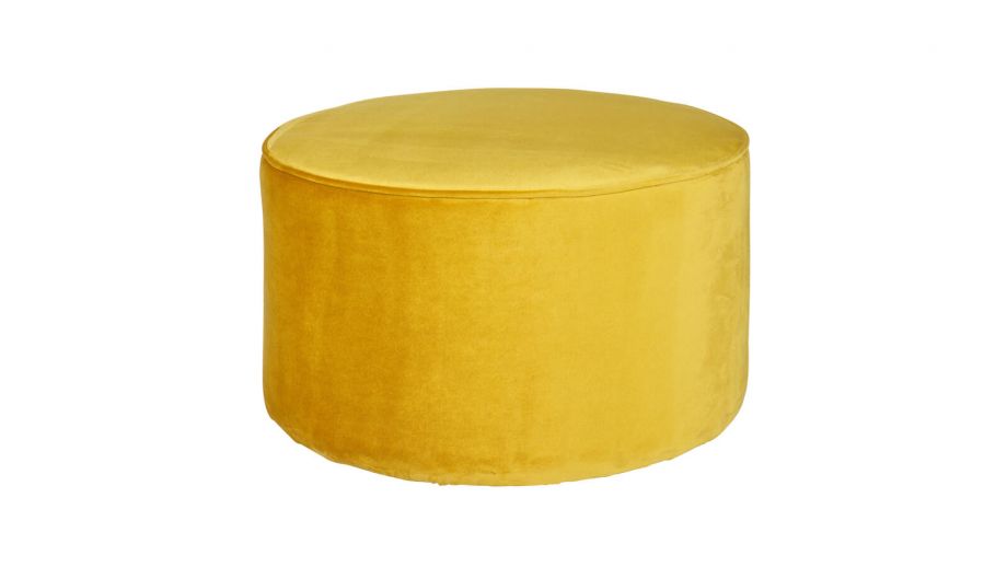 Pouf bas rond en Velours ocre – Collection Sara – Woood