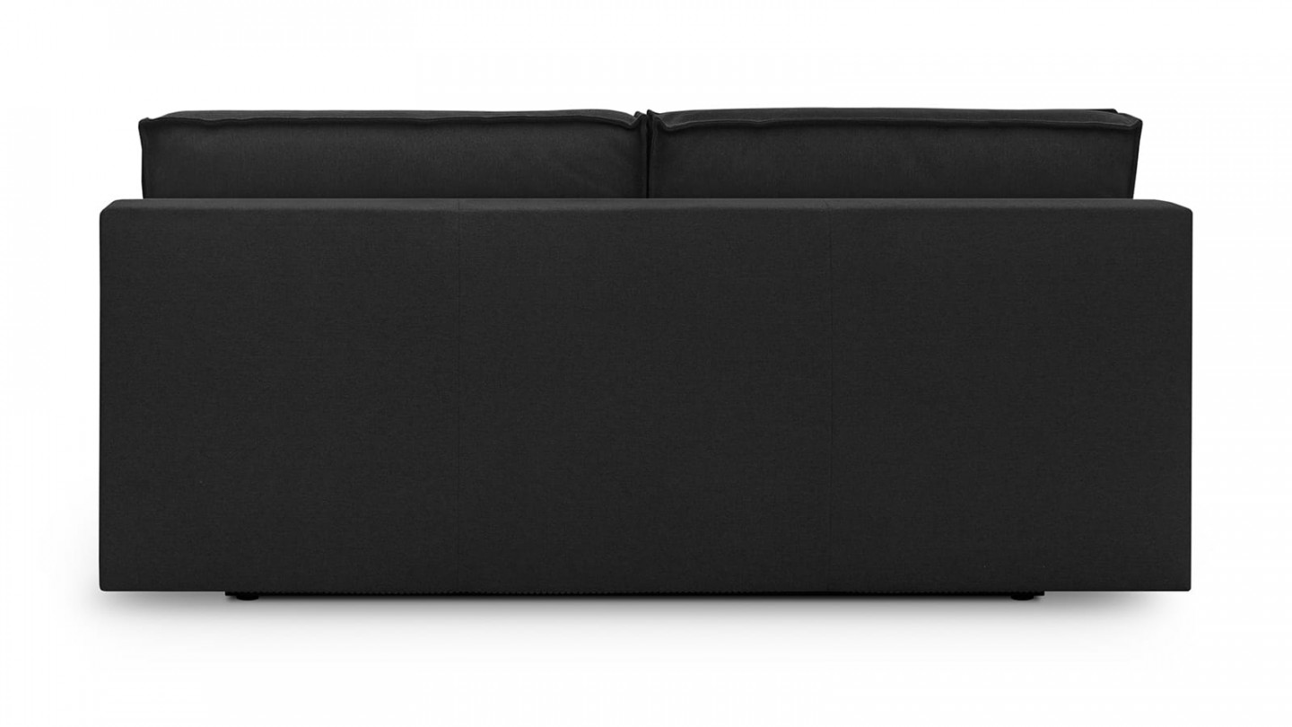 Canapé convertible 3 places avec coffre de rangement en tissu noir - Milla New