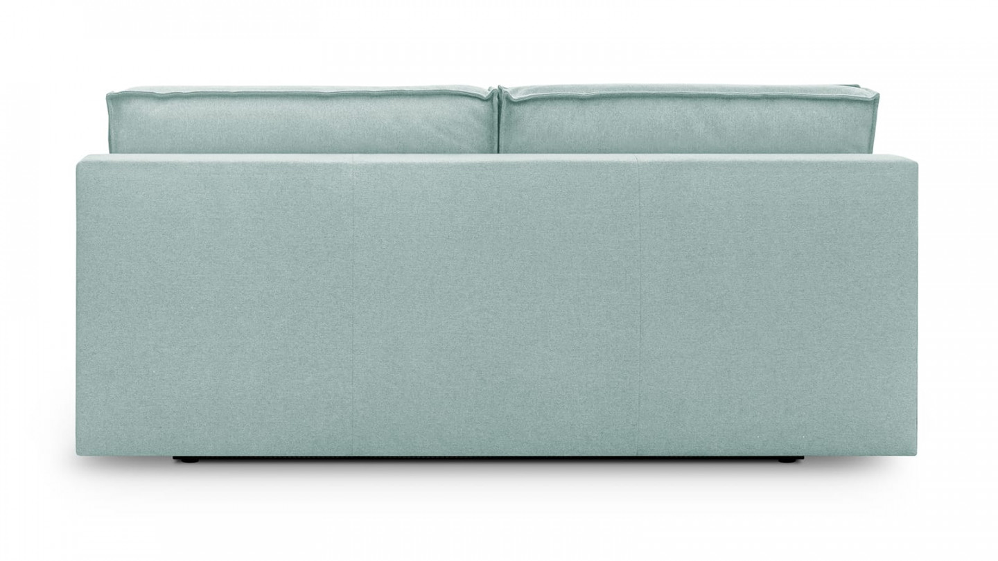 Canapé convertible 3 places avec coffre de rangement en tissu bleu pastel - Milla New