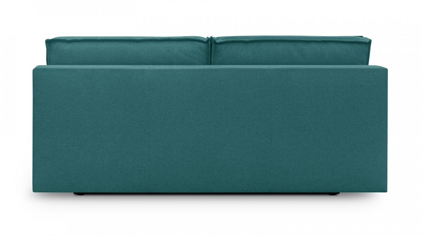Canapé convertible 3 places avec coffre de rangement en tissu bleu canard - Milla New