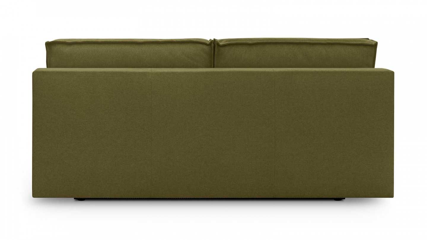 Canapé convertible 3 places avec coffre de rangement en tissu vert olive - Milla New