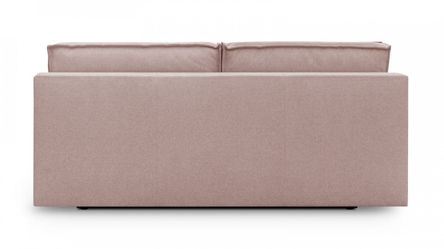 Canapé convertible 3 places avec coffre de rangement en tissu rose pâle - Milla New