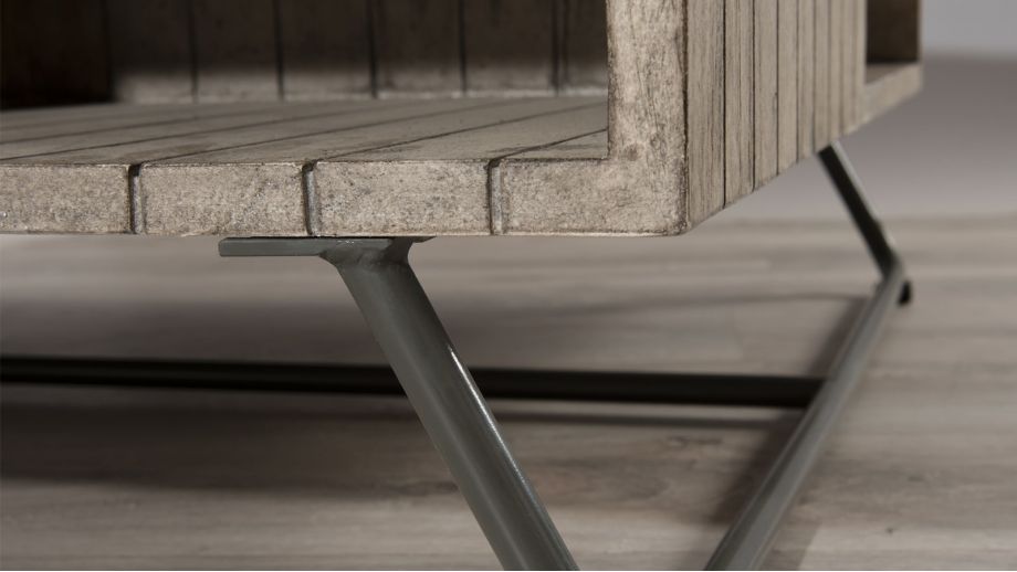 Table basse carrée en teck, pieds en acier – Collection Emile