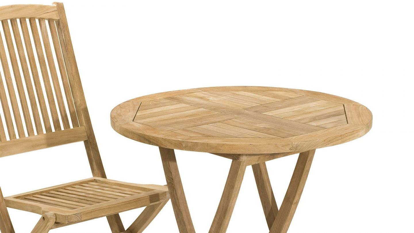 Table carrée Vulcano 80 × 80 cm pliante en bois de teck