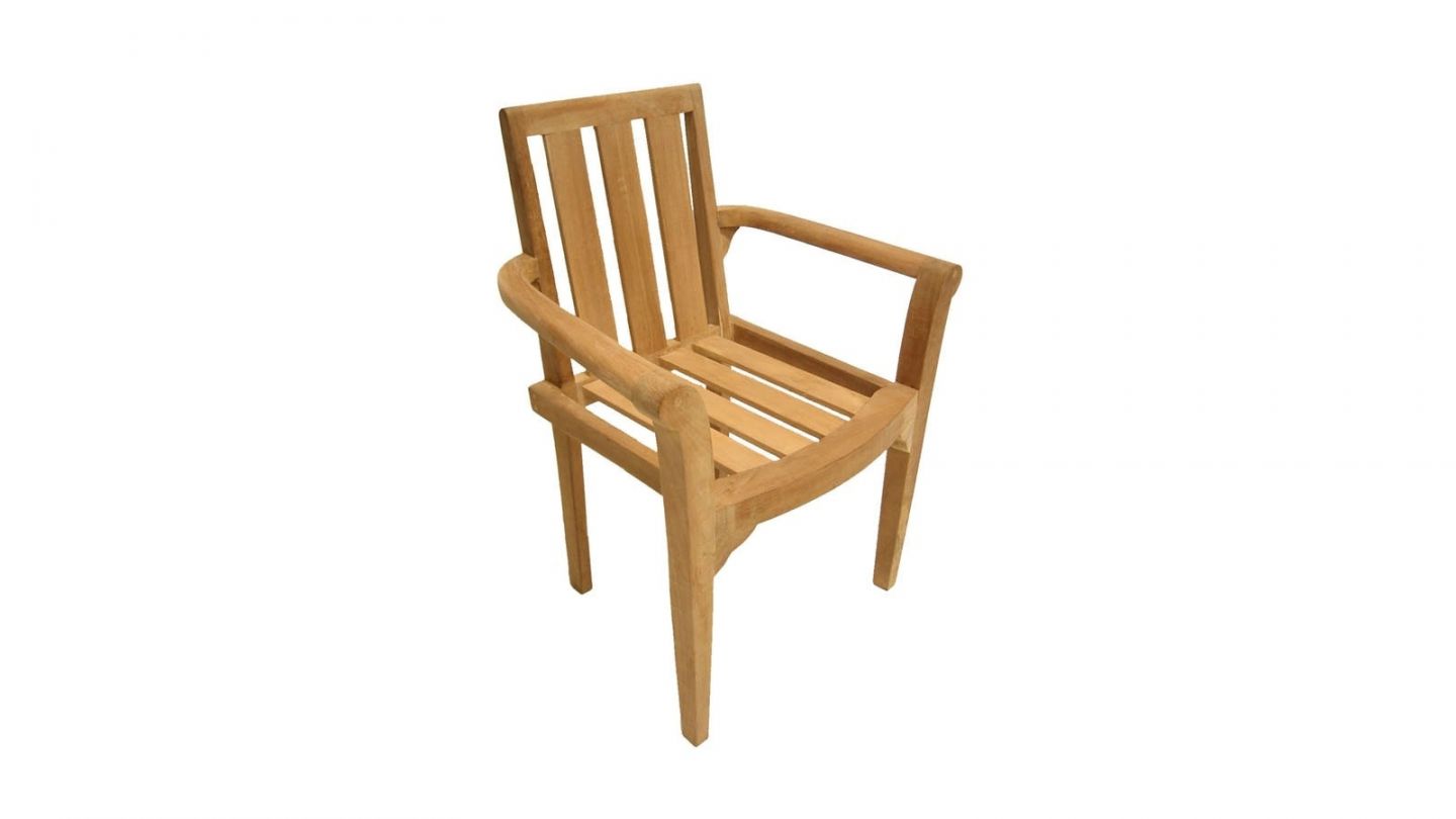 Lot de 2 fauteuils empilables en teck – Collection Fun